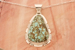 Native American Jewelry Genuine Number 8 Mine Turquoise Pendant